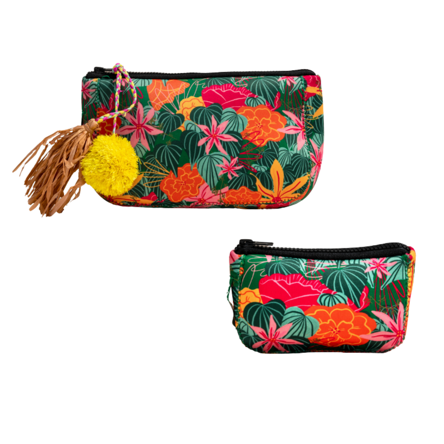 ANNAs Two colorful pouches with floral patterns on a white background
