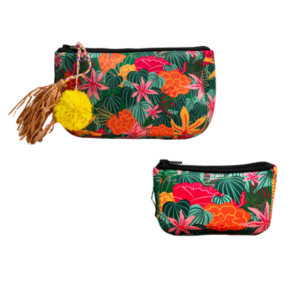 ANNAs Two colorful pouches with floral patterns on a white background