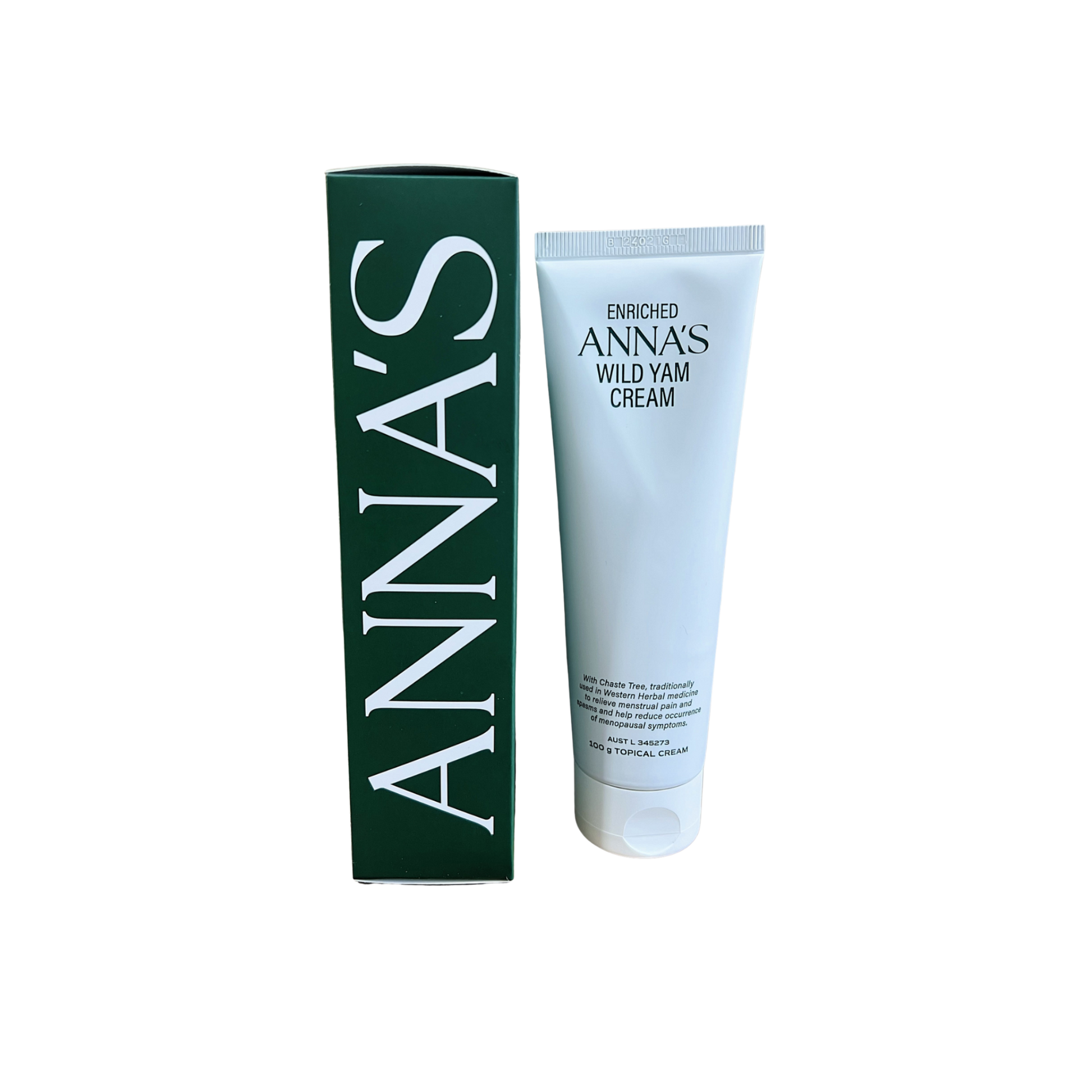 Anna's Wild Yam Cream 100g tube and green packaging box — original 1997 Australian formula